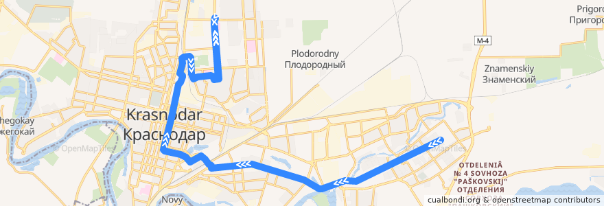 Mapa del recorrido Трамвай №5 "улица Бершанской - Солнечная улица" de la línea  en Krasnodar Municipality.