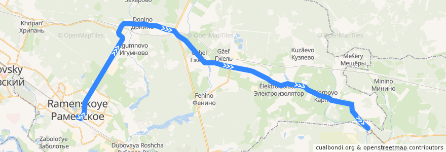 Mapa del recorrido Автобус №36: Раменское – 49 км de la línea  en Раменский городской округ.