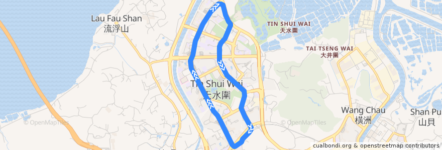 Mapa del recorrido Light Rail 706 輕鐵706綫 (天水圍循環綫 Tin Shui Wai Circular) de la línea  en Yuen Long District.