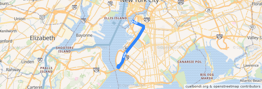 Mapa del recorrido NYCB - B63 de la línea  en Brooklyn.