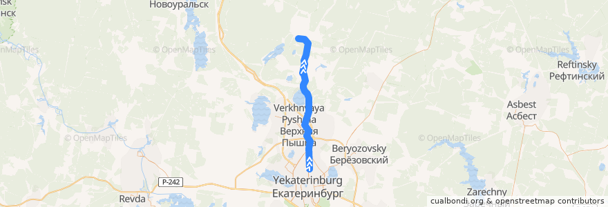 Mapa del recorrido Автобус 103. Екатеринбург - Кедровое de la línea  en городской округ Верхняя Пышма.