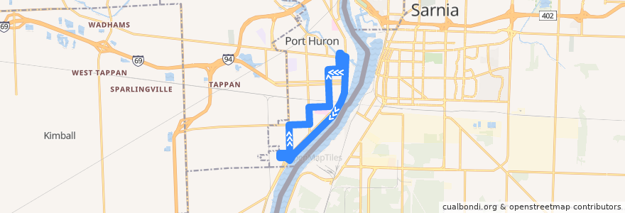 Mapa del recorrido Route 9 de la línea  en Port Huron.