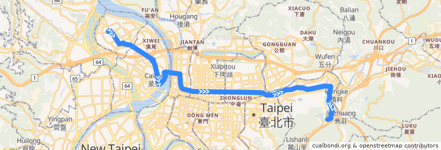 Mapa del recorrido 臺北市 306(三重) 蘆洲-凌雲五村 (往程) de la línea  en 新北市.