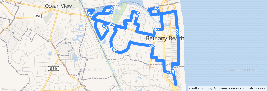 Mapa del recorrido Bethany Beach Trolley de la línea  en Bethany Beach.