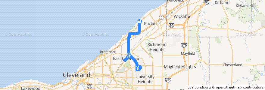 Mapa del recorrido RTA 37 East 175-Taylor de la línea  en Cuyahoga County.