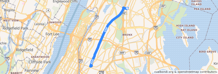 Mapa del recorrido NYCB - Bx41 de la línea  en The Bronx.