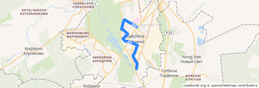 Mapa del recorrido Автобус № 27: Ингебургские ворота => Варшавский вокзал de la línea  en Гатчинское городское поселение.