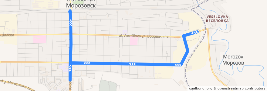 Mapa del recorrido Автобус №1 "Русавтопром-Ростов" de la línea  en Морозовское городское поселение.