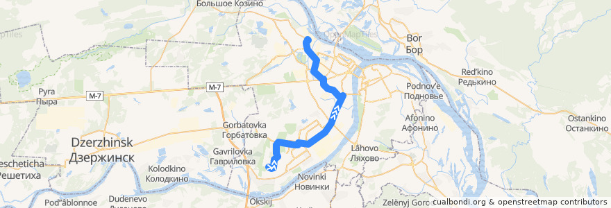 Mapa del recorrido Автобус 56: Аэропорт => Красное Сормово de la línea  en городской округ Нижний Новгород.