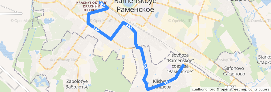 Mapa del recorrido Автобус 2: Платформа Фабричная - Совхоз de la línea  en Раменский городской округ.