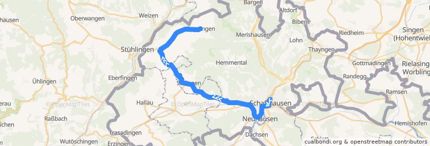 Mapa del recorrido Bus 21: Schaffhausen => Beggingen (Hauptweg) de la línea  en Escafusa.