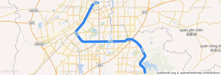 Mapa del recorrido 长春轻轨三号线 de la línea  en 长春市.