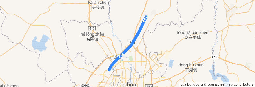 Mapa del recorrido Beijing–Harbin High-Speed Railway 京哈客运专线 de la línea  en Changchun City.