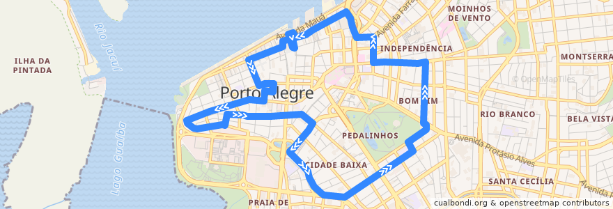 Mapa del recorrido C3 - Circular URCA de la línea  en Porto Alegre.