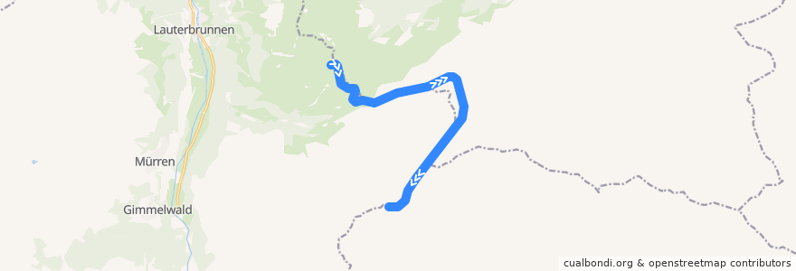 Mapa del recorrido R 311: Kleine Scheidegg => Jungfraujoch de la línea  en Verwaltungskreis Interlaken-Oberhasli.