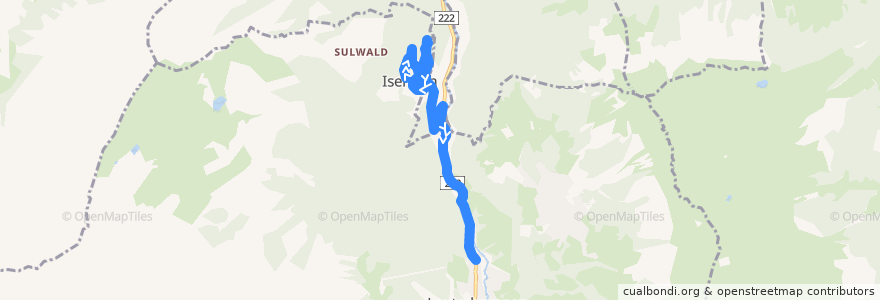 Mapa del recorrido Bus 142: Isenfluh => Lauterbrunnen Bahnhof de la línea  en Verwaltungskreis Interlaken-Oberhasli.