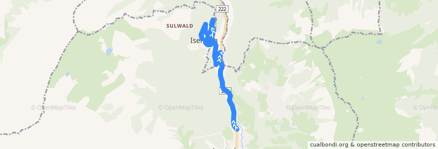 Mapa del recorrido Bus 142: Lauterbrunnen Bahnhof => Isenfluh de la línea  en Verwaltungskreis Interlaken-Oberhasli.