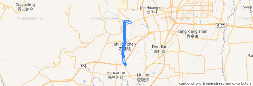 Mapa del recorrido Bus 房42: 大宁山庄 => 吉羊 de la línea  en Fangshan District.