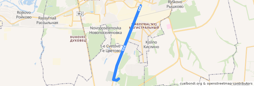 Mapa del recorrido Маршрут автобуса №36А: "Льговский поворот - с/о "Резинщик"" de la línea  en Kursky District.