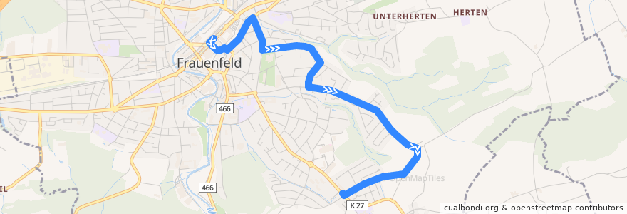 Mapa del recorrido Bus 4: Bahnhof => Huben de la línea  en Frauenfeld.