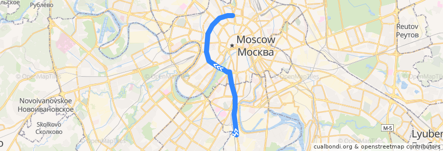 Mapa del recorrido Автобус т10: Метро «Нагатинская» => Самотёчная площадь de la línea  en Москва.