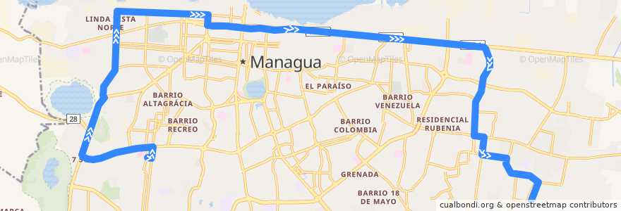 Mapa del recorrido Ruta 112: Colonia Independencia -> Villa Libertad de la línea  en Managua.