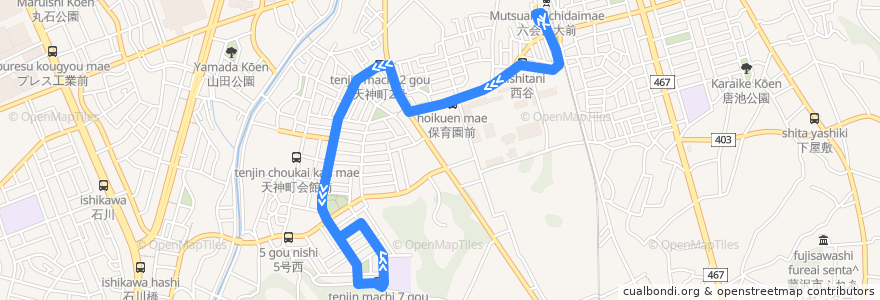 Mapa del recorrido 六会日大前01系統 de la línea  en 藤沢市.