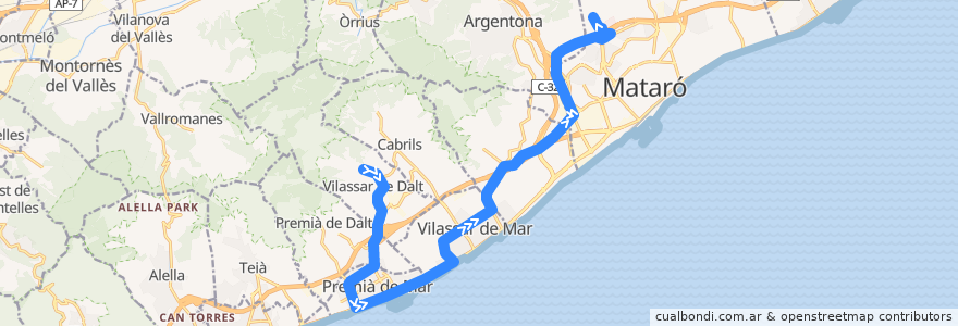 Mapa del recorrido C30: Vilassar de Dalt - Mataró de la línea  en Maresme.