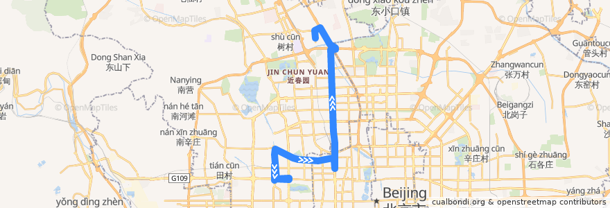 Mapa del recorrido Bus 632: 五路 => 五彩城公交场站 de la línea  en 北京市.