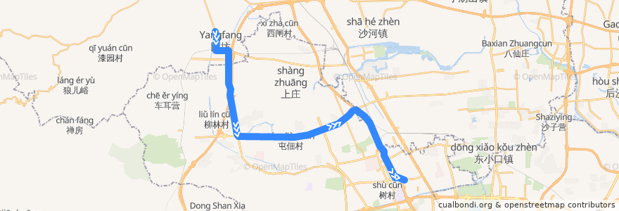 Mapa del recorrido Bus 642: 阳坊北站 => 五彩城公交场站 de la línea  en Pekín.