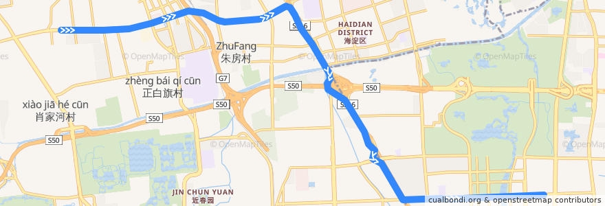 Mapa del recorrido Bus 328: 龙泉驾校 => 安定门 de la línea  en Pechino.