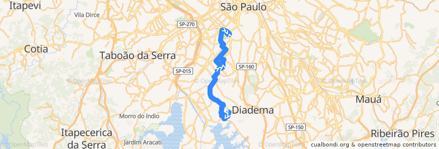 Mapa del recorrido 509J-10 Parque Ibirapuera de la línea  en San Pablo.