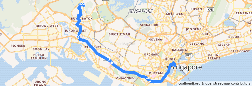 Mapa del recorrido Svc 868 (Blk 347 => Opposite Millenia Tower) de la línea  en Singapur.