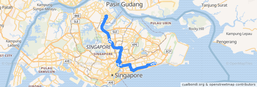 Mapa del recorrido Svc 853C (Upper East Coast Terminal => Yishun Temporary Interchange) de la línea  en Singapore.