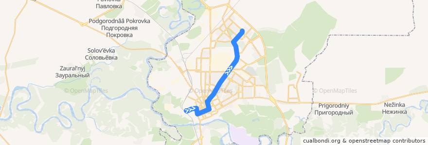 Mapa del recorrido Троллейбус №12: Ул. Мусы Джалиля - Магазин "Уют" de la línea  en городской округ Оренбург.