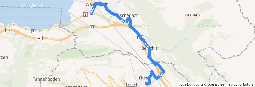 Mapa del recorrido Bus 442: Walenstadt, Bahnhof => Flums, Oberstufenzentrum de la línea  en Walenstadt.