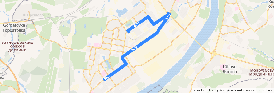 Mapa del recorrido Троллейбус 2: улица Минеева => Дворец бракосочетаний de la línea  en городской округ Нижний Новгород.