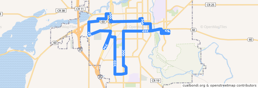 Mapa del recorrido Hiawathaland Transit de la línea  en Faribault.