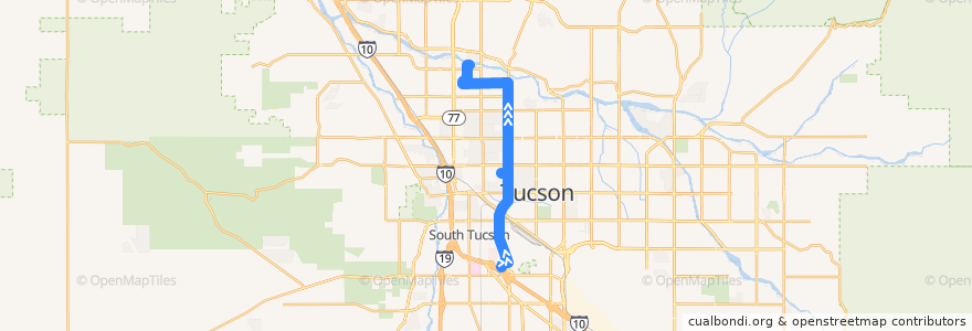 Mapa del recorrido Sun Tran Route 15 Campbell (northbound from Kino at Tucson Marketplace) de la línea  en Tucson.