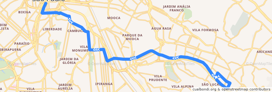 Mapa del recorrido 314V-10 Metrô Liberdade de la línea  en 상파울루.