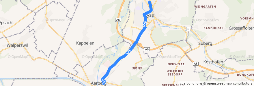 Mapa del recorrido Bus 361: Aarberg => Lyss de la línea  en Verwaltungskreis Seeland.