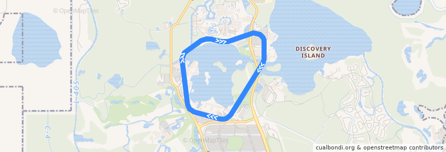 Mapa del recorrido Bay Lake Resort Monorail de la línea  en Bay Lake.