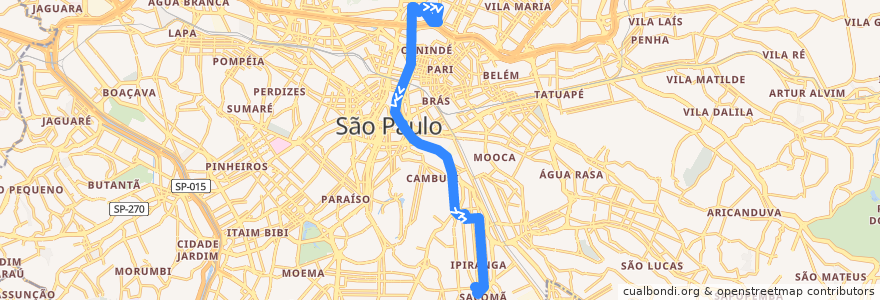 Mapa del recorrido 571T-10 Terminal Sacomã de la línea  en サンパウロ.