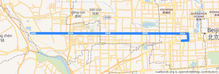 Mapa del recorrido Bus 337: 石景山 => 长椿街路口东 de la línea  en 北京市.