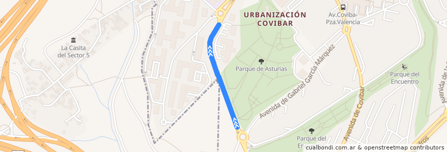 Mapa del recorrido Bus 1: Circular Rivas-Vaciamadrid de la línea  en Rivas-Vaciamadrid.