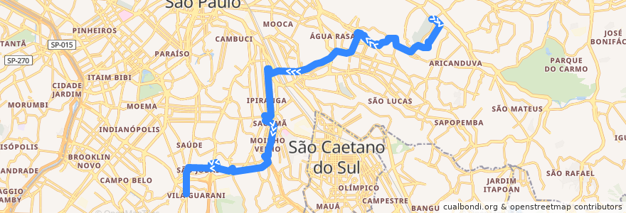 Mapa del recorrido 574J-10 Metrô Conceição de la línea  en Сан-Паулу.