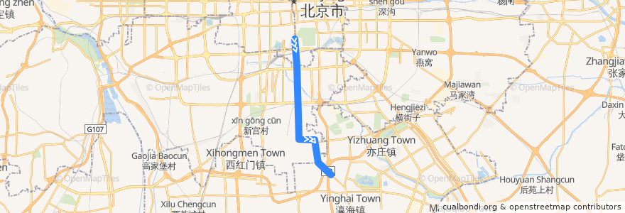 Mapa del recorrido Bus BRT1: 天坛 => 德茂庄 de la línea  en Pequim.