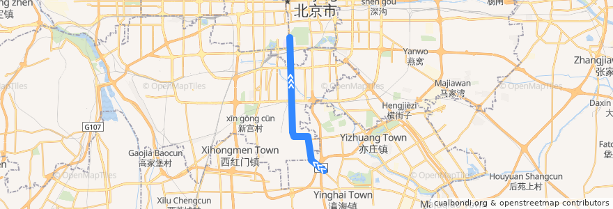 Mapa del recorrido Bus BRT1: 德茂庄 => 天坛 de la línea  en 北京市.