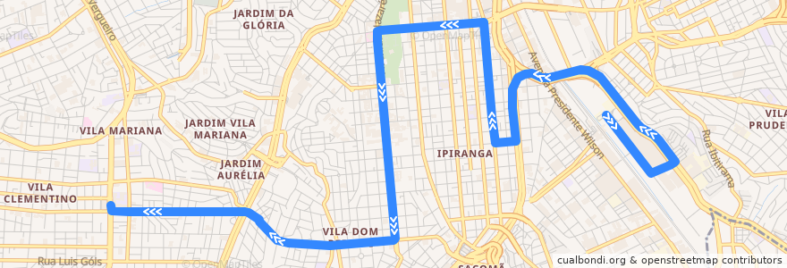 Mapa del recorrido 375V-10 Metrô Santa Cruz de la línea  en San Paolo.