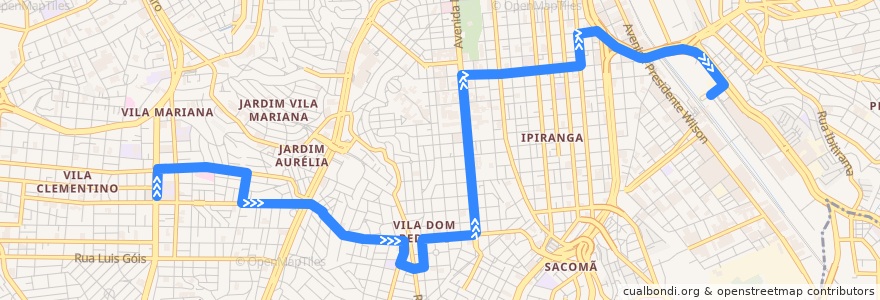 Mapa del recorrido 375V-10 Metrô Tamanduateí de la línea  en ساو باولو.